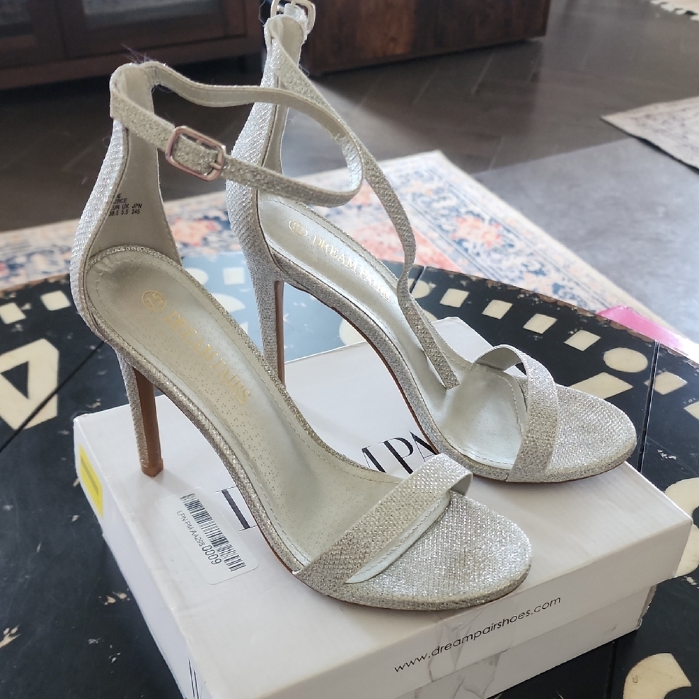 Shimmering Silver High Heel Sandals